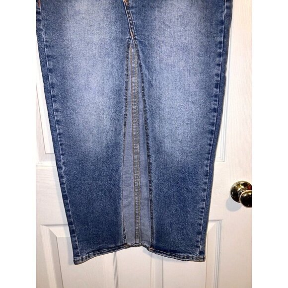 NWT LUCKY BRAND Denim Medium Wash Maxi Skirt w Front Slit Size 4/27 - Picture 4 of 10